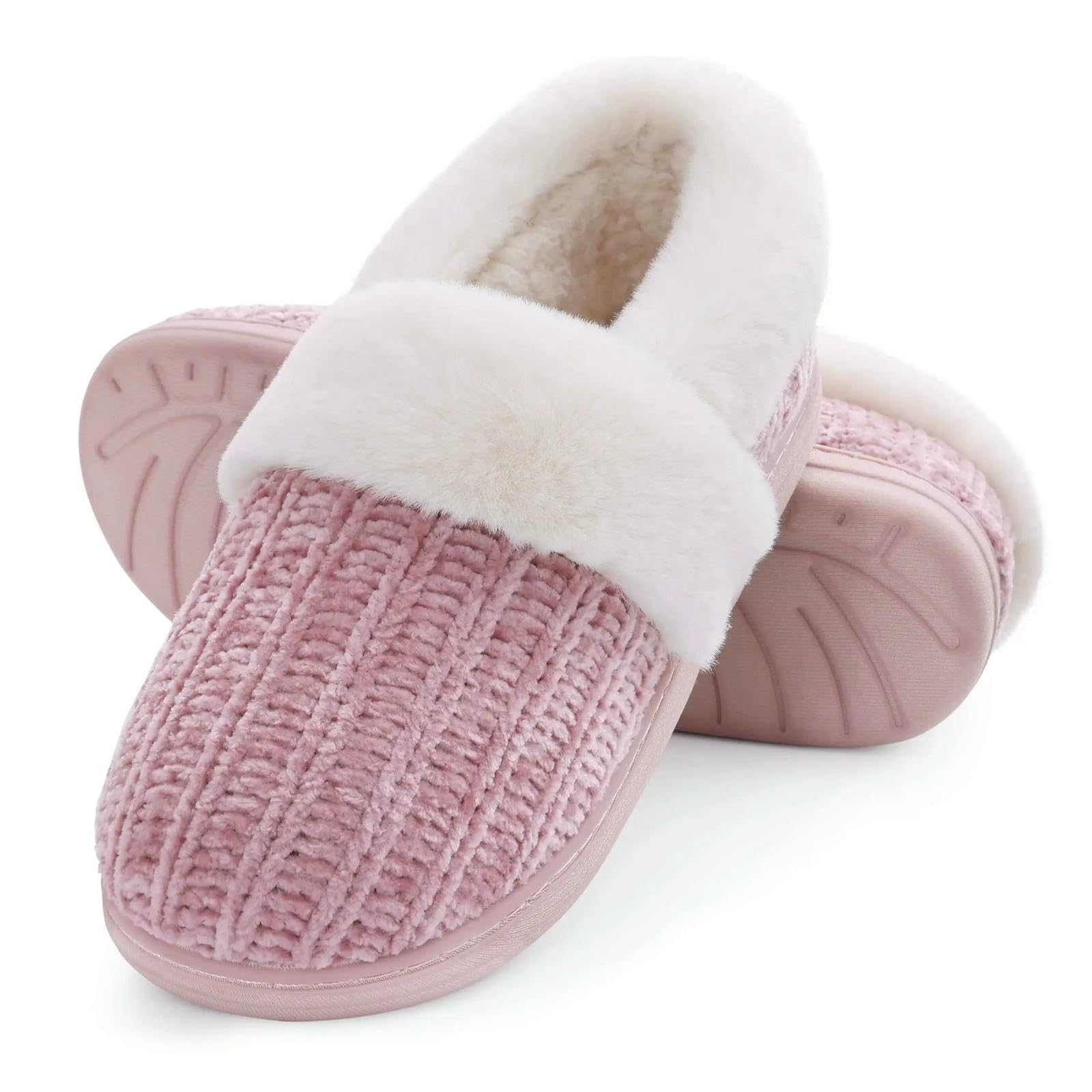 Pantofole Calde da Casa in Maglia Donna, Comode Foderate Ciniglia, Memory Foam E Suole per Interni Ed Esterni-marina-chiuso-38-39
