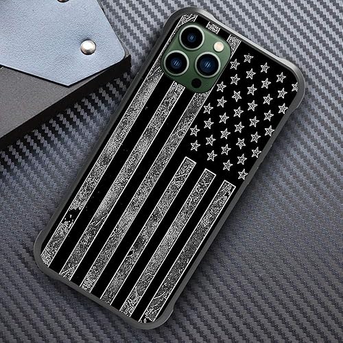 Miniatura 6 de DAHAOGUO Funda compatible con iPhone 11, diseño de bandera estadounidense gris oscuro, silicona suave TPU+PC, parte trasera antideslizante, esquinas