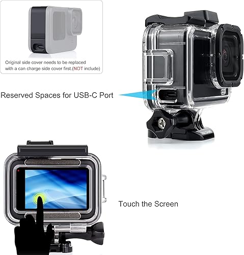 Miniatura 10 de Funda de esqueleto lateral abierta para GoPro Hero 13 12 11 10 9 negro con cubierta de batería de metal reemplazo de puerta lateral fácil carga