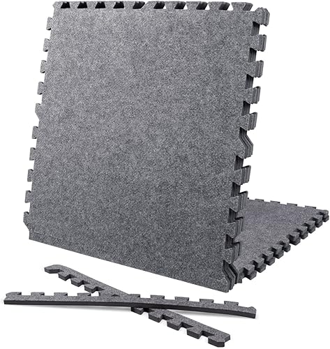 CAPHAUS Azulejos de espuma EVA con parte superior de alfombra, alfombras de rompecabezas de superficie de alfombra de 24 x 24 pulgadas, tapetes de