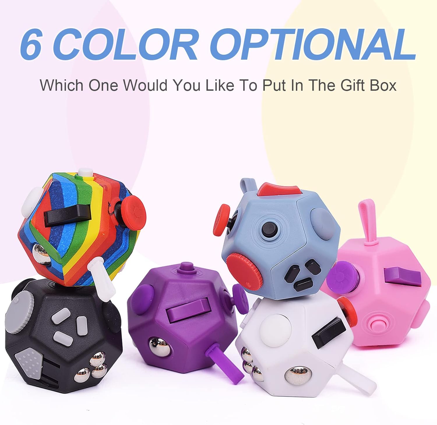 UOOEFUN Small Fidget Toys,12 Sided Fidget Toys,Mini Cube Toys Relief Stress,Autism and Anxiety Depression Anti for Kids Adults Improve Focus (Grey)