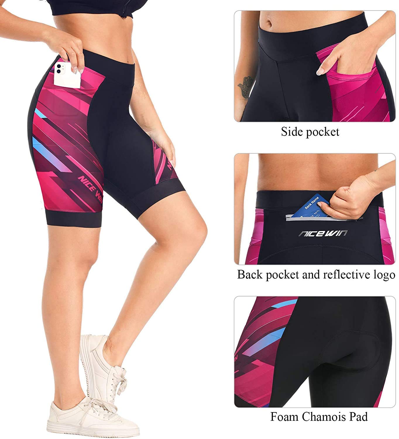 NICEWIN Pantalones de Ciclismo para Mujer