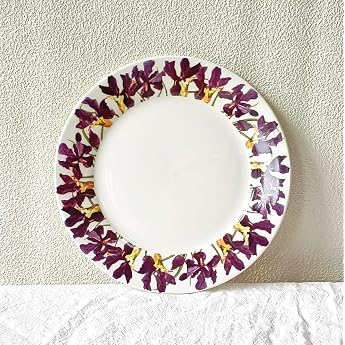 Ceramic Dinner Plate Cake Plate 20.5 cm Breakfast Plate Dessert Plate Modern Serving Plate Serving Plate for Steaks Spaghetti Sandwich Cake Snacks Sword Iris