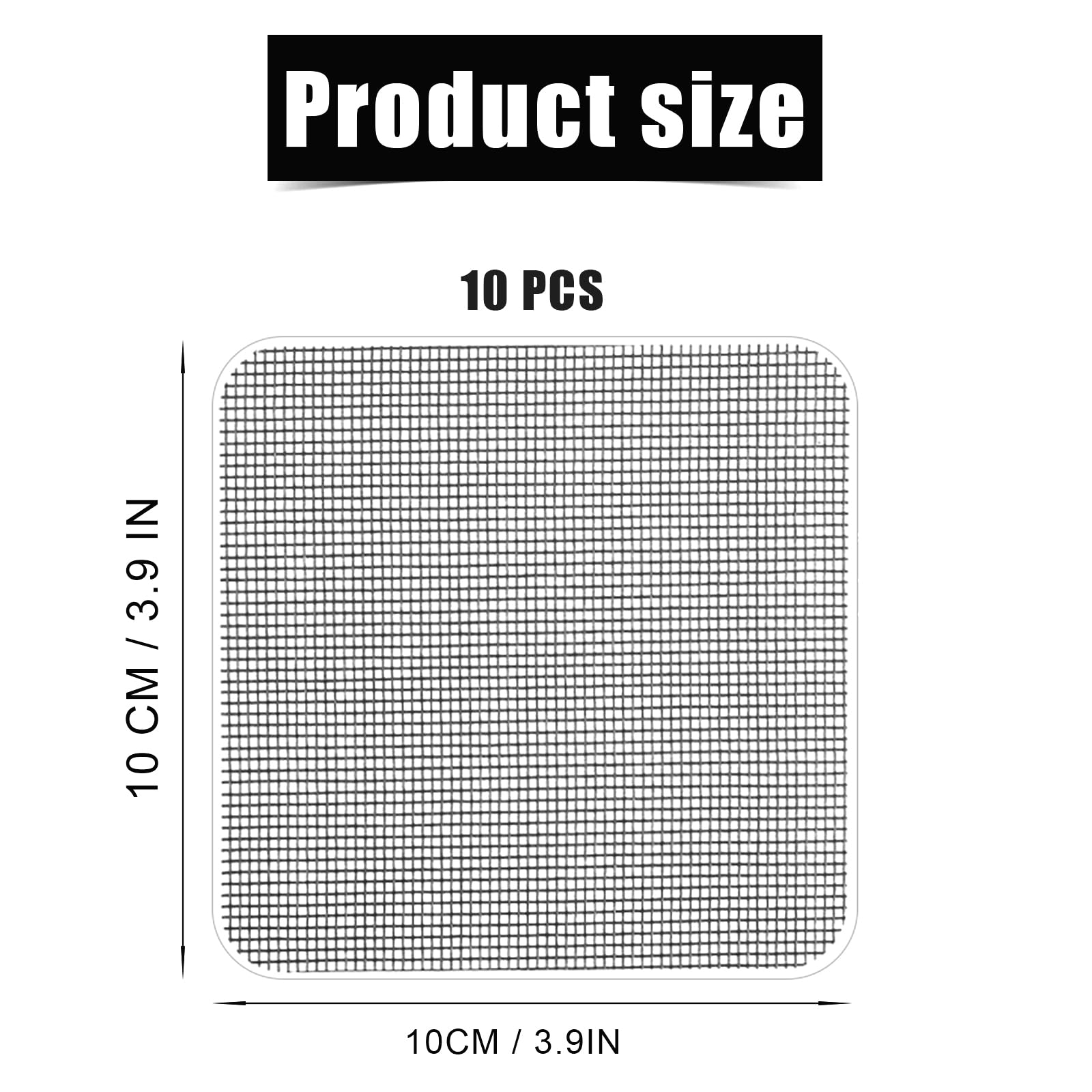 10uds Cinta Adhesiva Mosquitera, 10x10cm Autoadhesivo Cinta Malla Reparación Cinta para Reparar Mosquiteras para Reparar las Redes de las Tiendas de Campaña de las Ventanas de las Pantallas