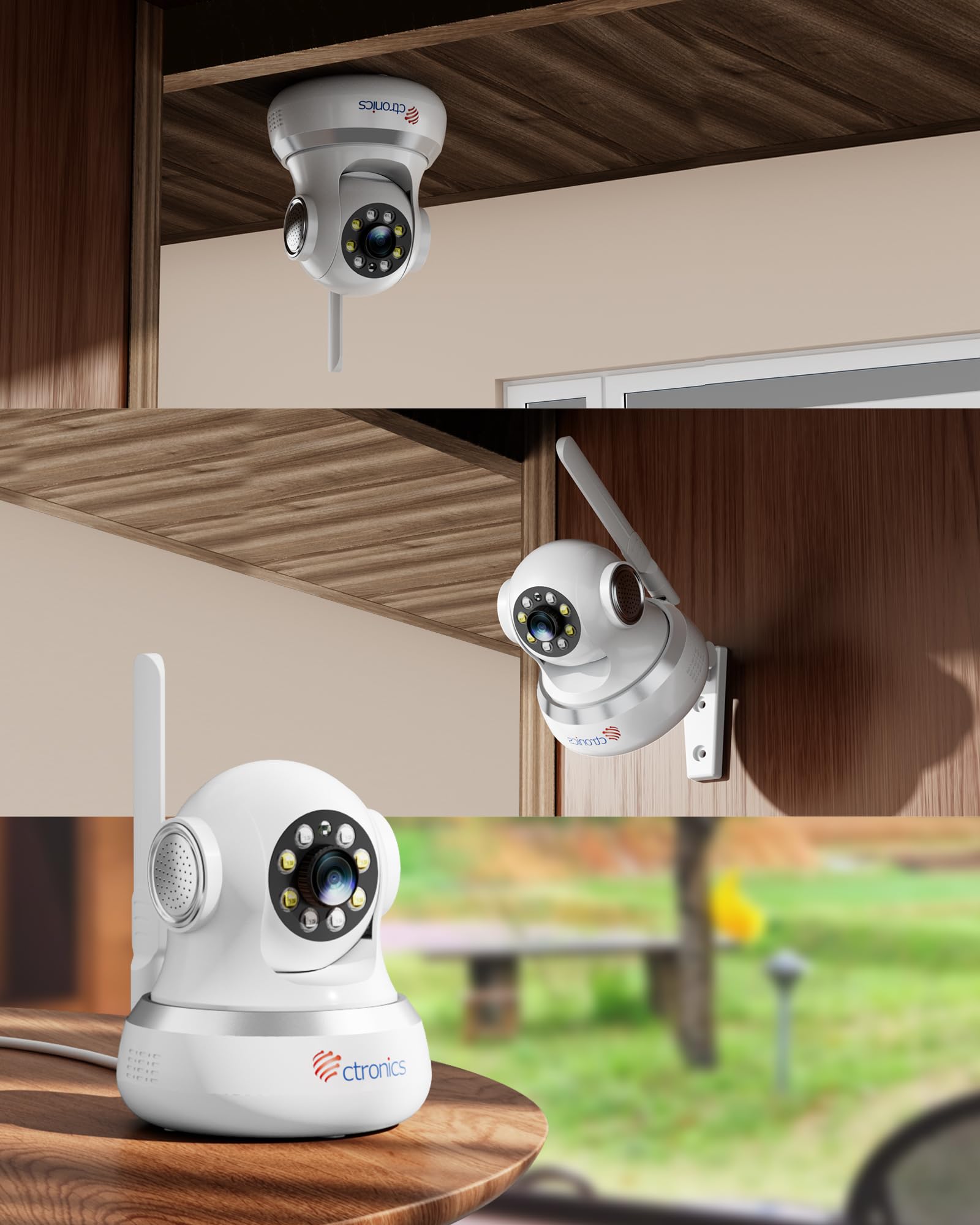 Ctronics 4G Cámara Vigilancia con Tarjetacon SIM, 2K 3MP Cámara Interior | Auto Tracking, Visión Nocturna Color/IR/Smart, PC & App, FTP/Cloud, 8 Posiciones, Alarma Personalizable(Pack de 2)