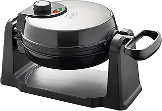 Quest 35969 Rotating Belgian Waffle Maker/Non Stick Waffle Machine/Temperature Control / 180° Rotation/Cooks up to 4 Round Waffles / 1000W