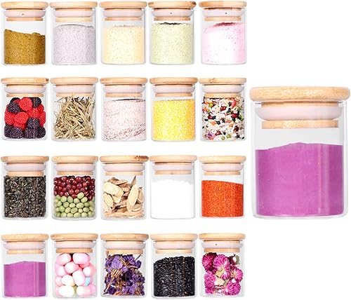 Miniatura 8 de 10 tarros de vidrio para especias, recipientes cuadrados vacíos de almacenamiento de especias de 8 onzas con tapa hermética de bambú y etiquetas