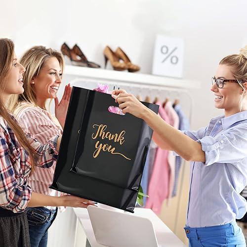 Miniatura 5 de HIMOMO Mini bolsas de agradecimiento, 300 bolsas de agradecimiento de plástico de 3 tamaños, bolsas gruesas para pequeñas empresas, bolsas de