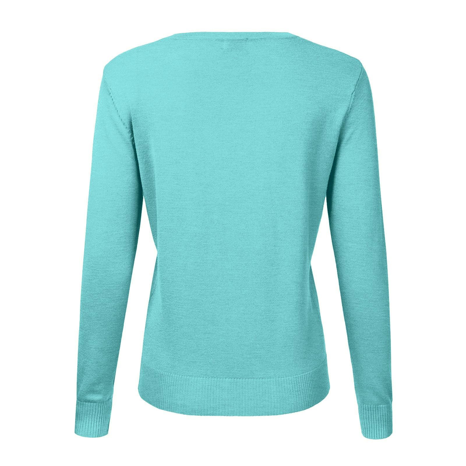 Generisch Cardigans para mujer elegante e informal bolero para tops vestido cárdigan de verano manga larga suéter de punto estrecho transpirable con botones chaqueta camisa con cuello en V ligero