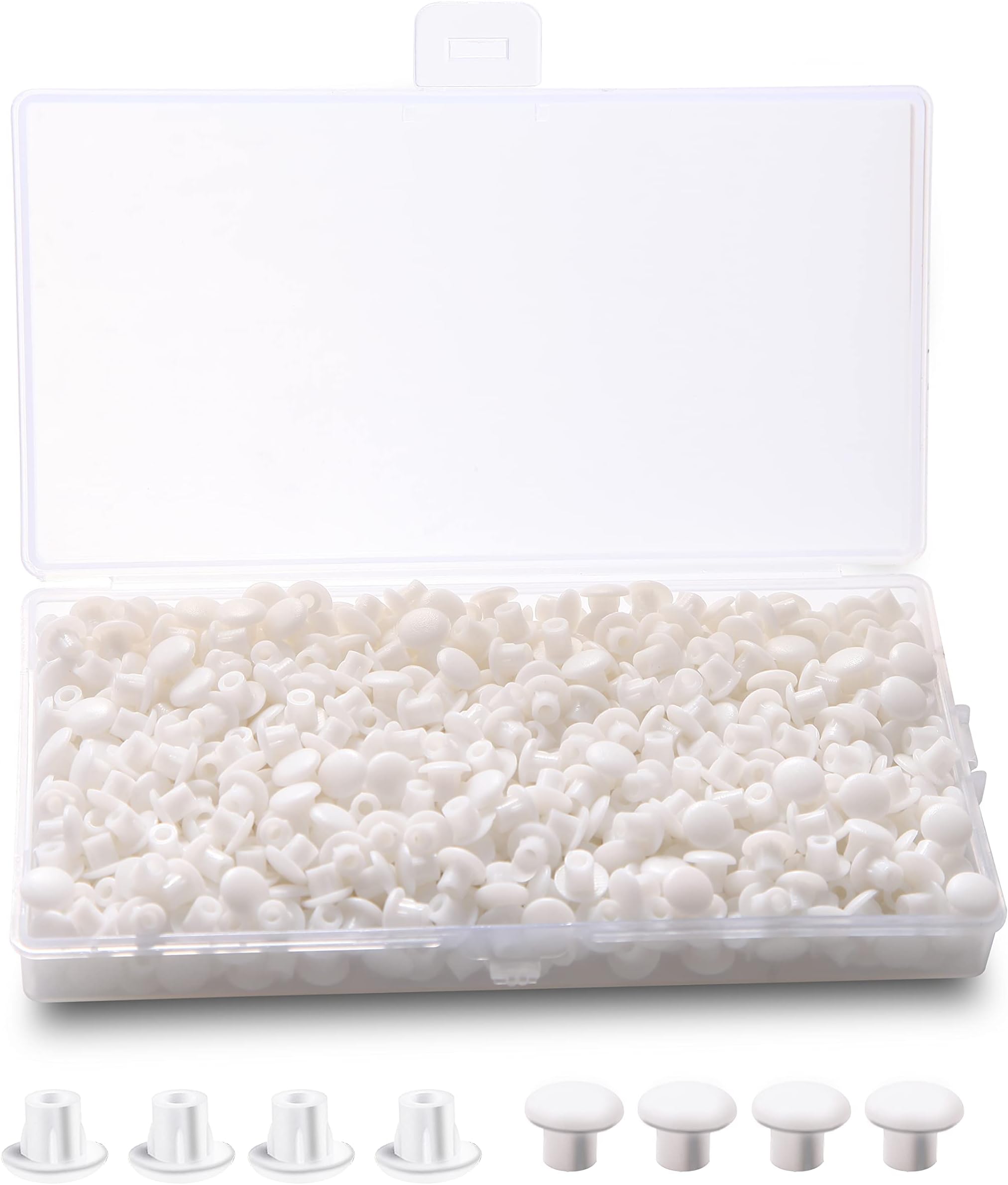 Drill Hole Cover Caps Plastic Hole Plugs M5 600pcs for Blanking Furniture Kitchen Cabinet Shelf Button Bracket Cupboard Bookcase Closet，Suit for 5mm Holes White