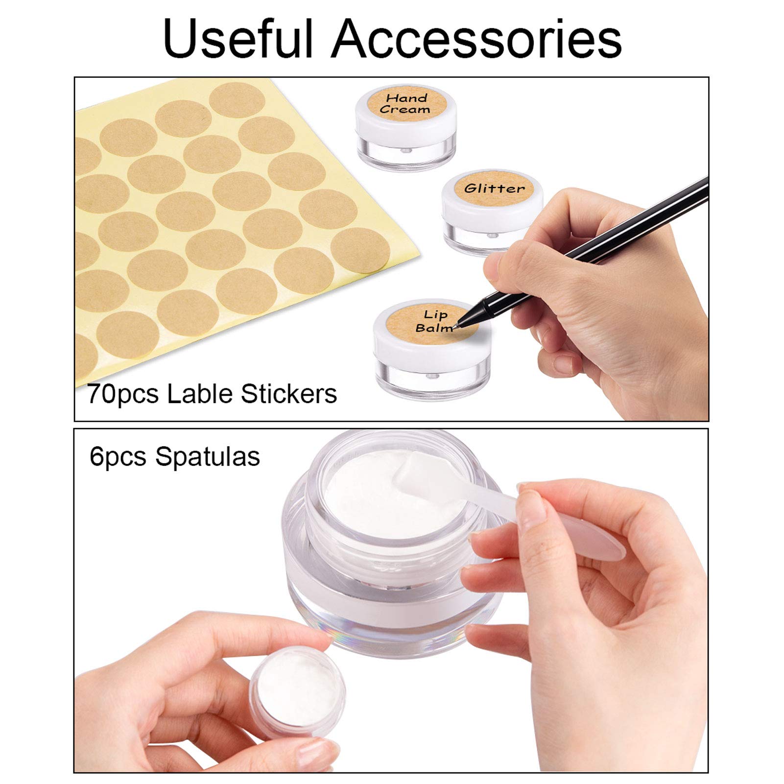 60 vasetti cosmetici vuoti, in plastica trasparente da viaggio, contenitori cosmetici per lozione, crema, deposito trucco (5 g/5 ml)
