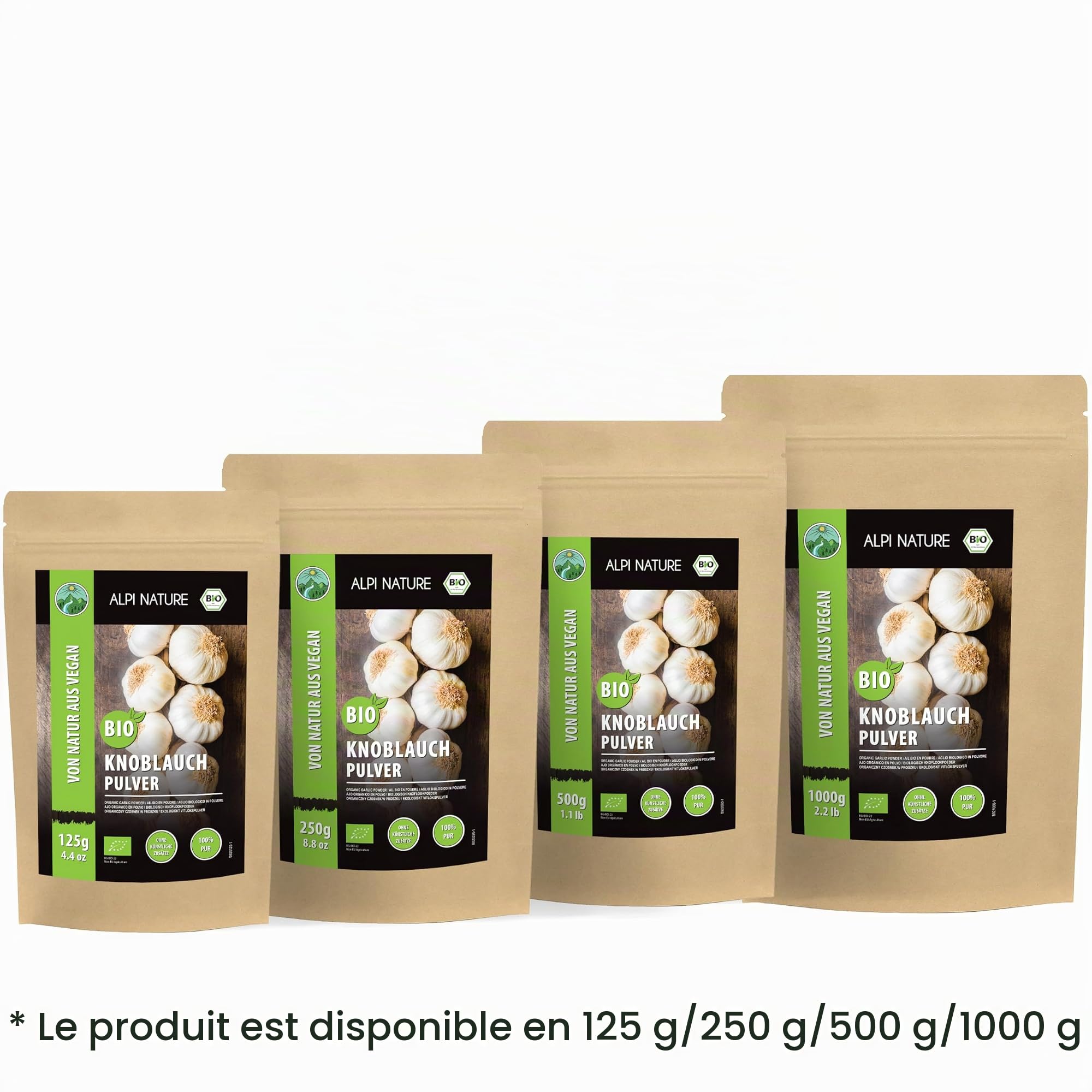 Alpi Nature Ail en Poudre BIO 1kg, Ail Déshydraté Moulu, Poudre d'Ail pour la Cuisine