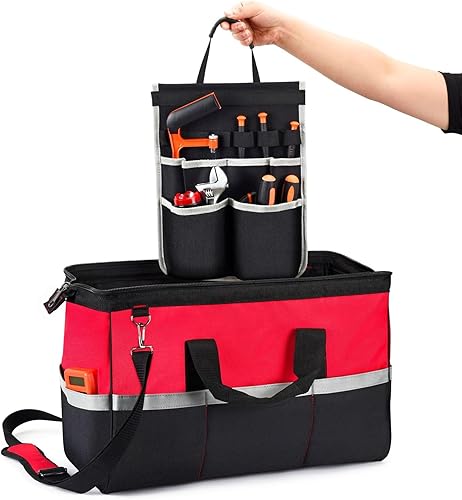 Miniatura 3 de Garosa Caja de herramientas Bolsa colgante interior Oxford tela organizador de hardware con prueba de pinchazos para electricistas, carpinteros,