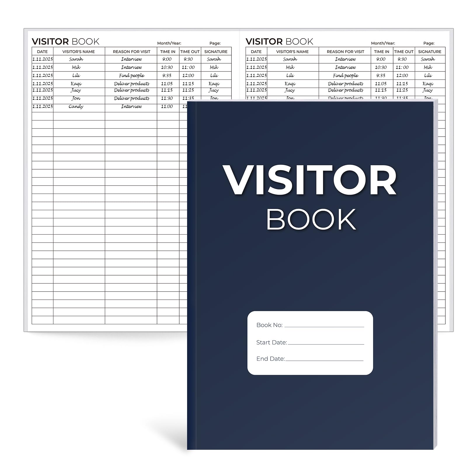 1 Pcs Visitor Log Book A4 Visitors Book Sign in and Out 64 Pages Address Book Hardback Guest BookFor Business Offices School Tracking 2112 Entries Blue