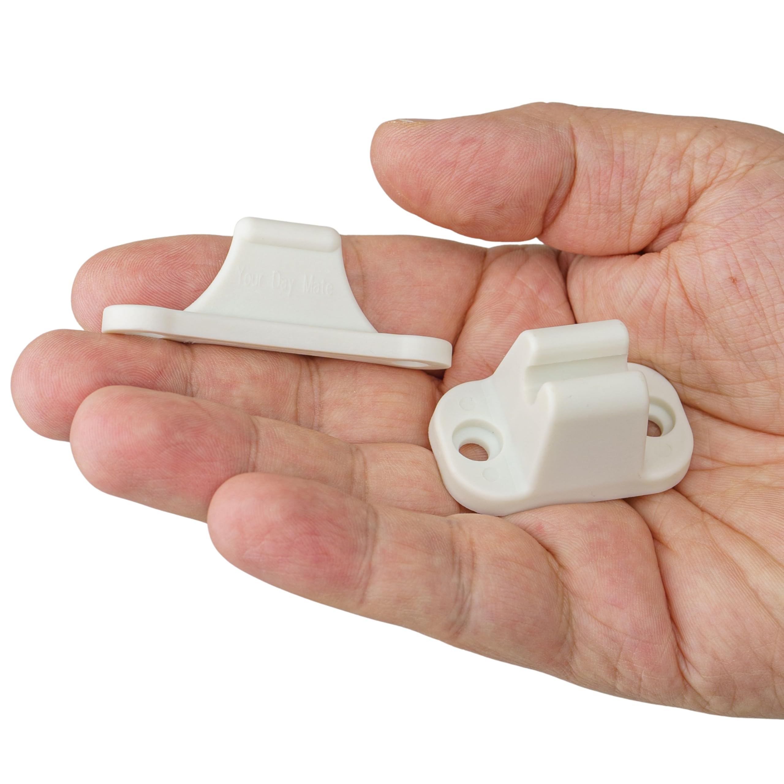 Fermo per Porta Roulotte e Camper, Interasse fori 35 mm e 48 mm, Serratura di Bloccaggio Bianca, per Sportelli di Servizio e Gavoni di Stoccaggio, Sicura per Porta Camper, Accessori Camper Roulotte