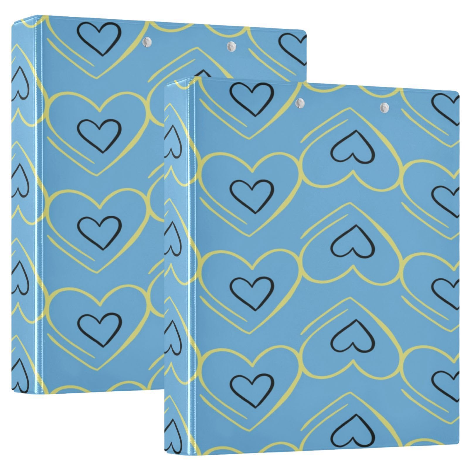 SKYSHU Love Heart - Raccoglitori ad anelli rotondi con 3 tasche interne in PVC trasparente, impermeabili, robusti, 3,8 cm, con clip in metallo antiscivolo, raccoglitori versatili per 200 fogli,