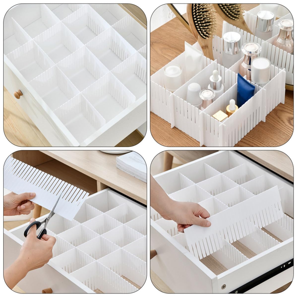 Divisores de Cajones de Plástico Blanco 10 Piezas 38x11 Cm Organizador Multifuncional para Ropa Interior y Calcetines en Casa Combinación Libre