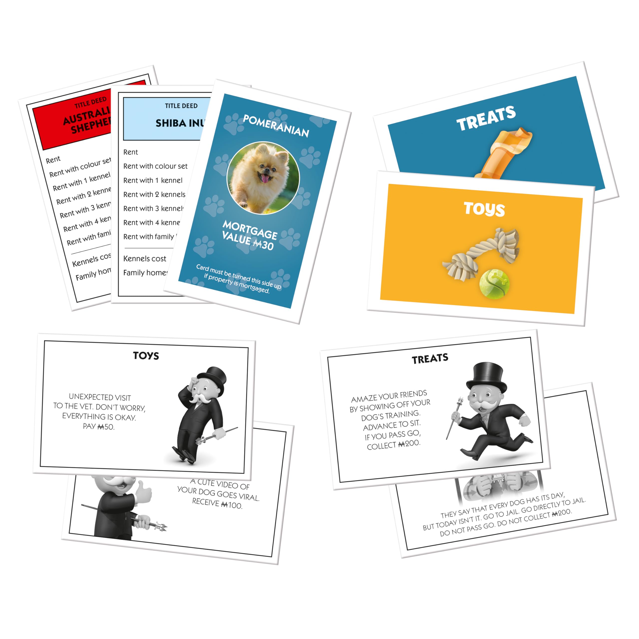 Winning Moves Dogs Monopoly gra planszowa edycja angielska, baw się z ulubionymi psami z Pomeranian, Siberian Husky i Shiba Inu, zabawna rodzinna gra planszowa dla dzieci od 8 lat