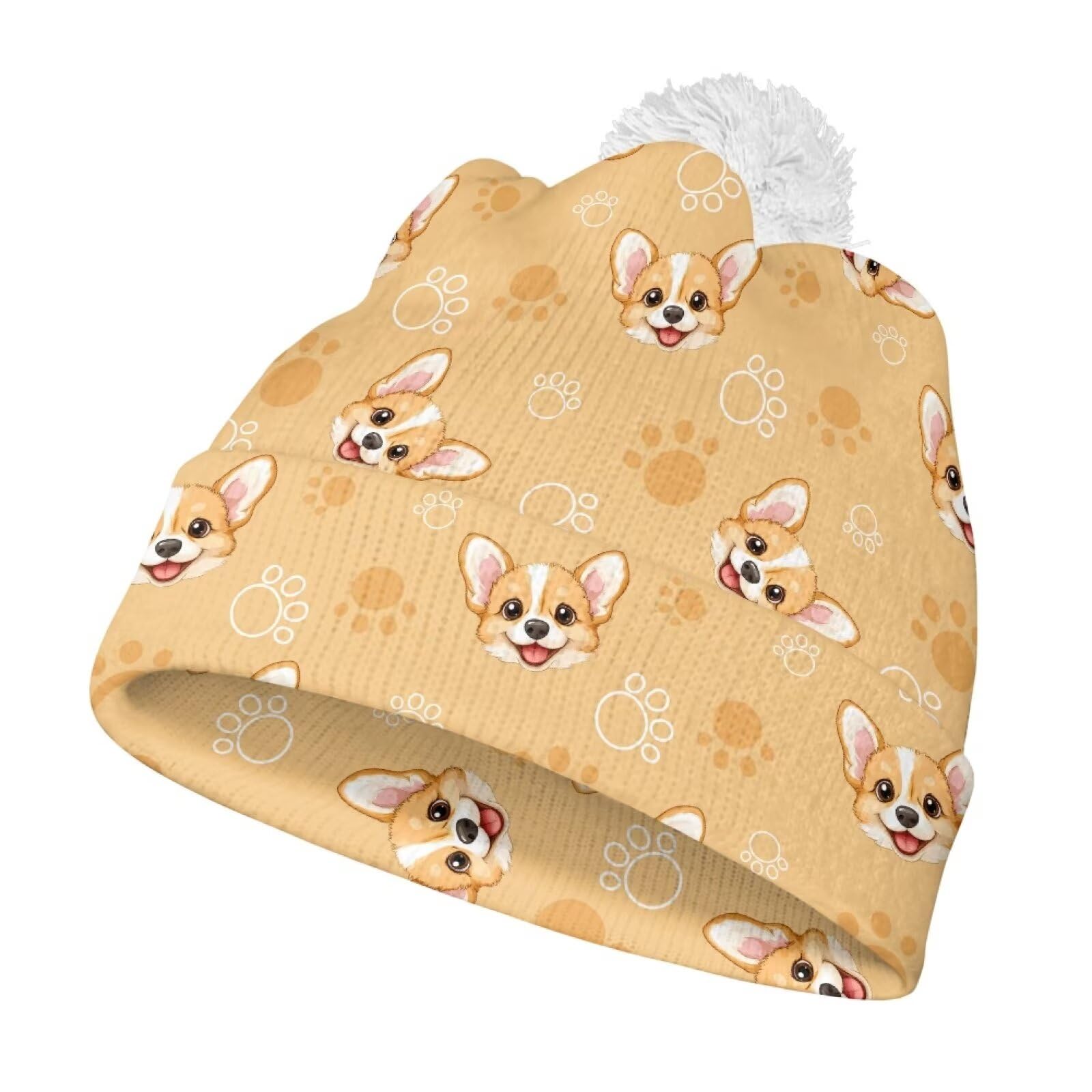 Yruonazao Corgi Hat for Kids Unisex Winter Hat Baby Girl Winter Hat Cute Beanies with Ball Playful Winter Hat for Baby Girl Warm Travel Essentials Ski Hat Christmas Hat