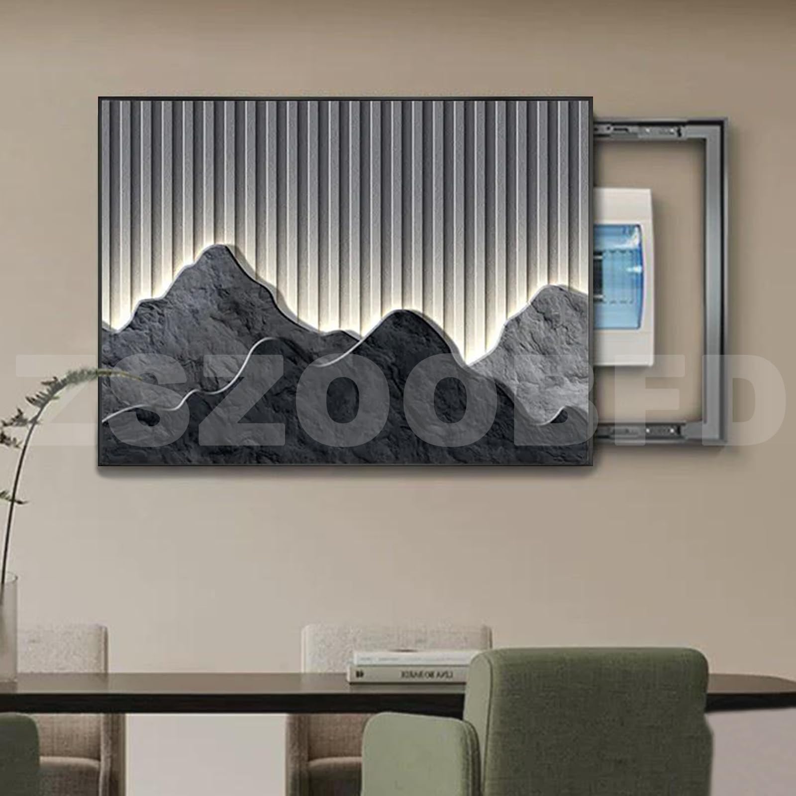 Sicherungskasten Abdeckung für Wandmontage, kreatives Flip-Cover zur Verkleidung von Stromverteilern, dekoratives Bild für Büro, Esszimmer und Heimdekoration, 45x35cm