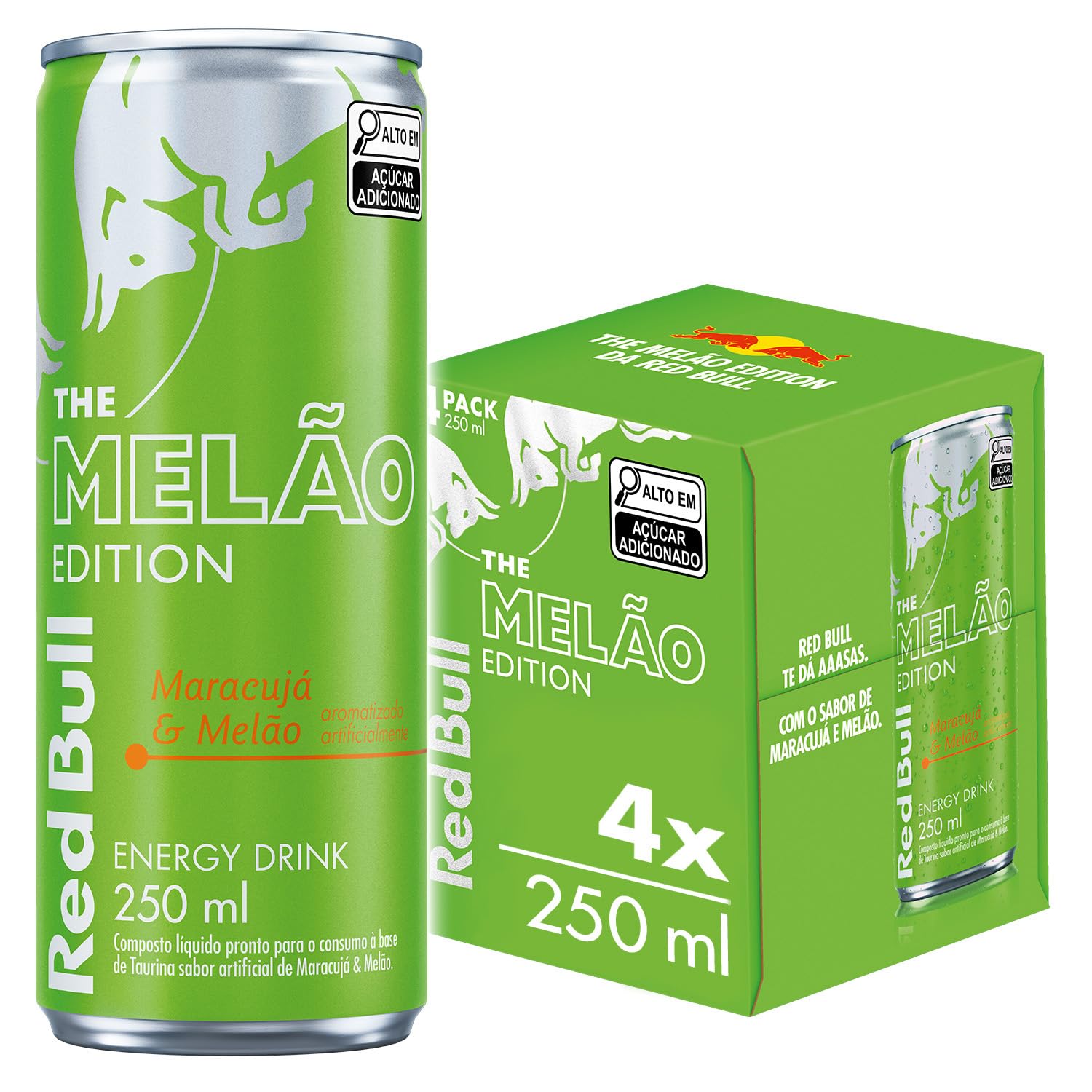 Pack de 4 Latas Red Bull Energético, Melão Edition, Maracujá e Melão, 250ml - 250 ml (Pacote de 4)