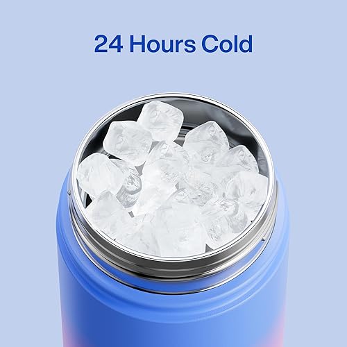 Miniatura 530 de ENCOOL Botella de agua aislada con popote, de acero inoxidable, a prueba de fugas, sin BPA, al vacío de doble pared que se mantiene fría durante 24