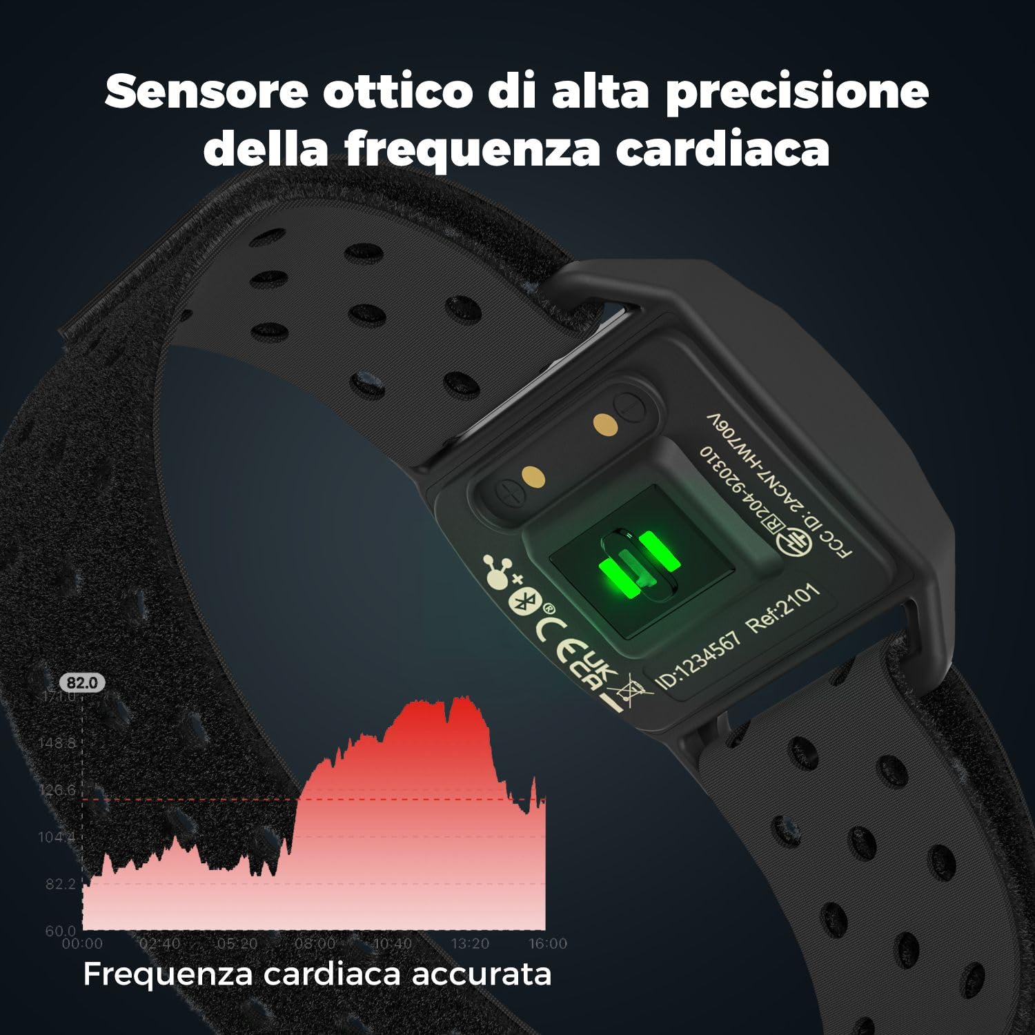 COOSPO Fascia da braccio con cardiofrequenzimetro, sensore ottico Bluetooth 4.0 ANT+, compatibile con iFit Polar Strava Wahoo Garmin Peloton