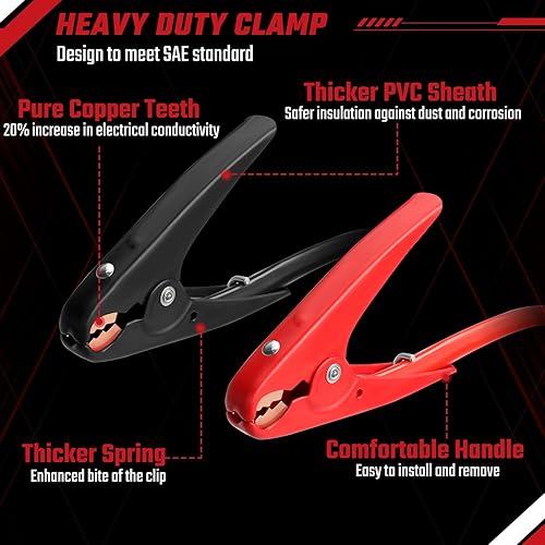 Miniatura 5 de Cables de arranque, 30 pies de calibre 10, 1500 amperios, cables de batería de refuerzo resistentes con kit de instalación permanente y enchufe de