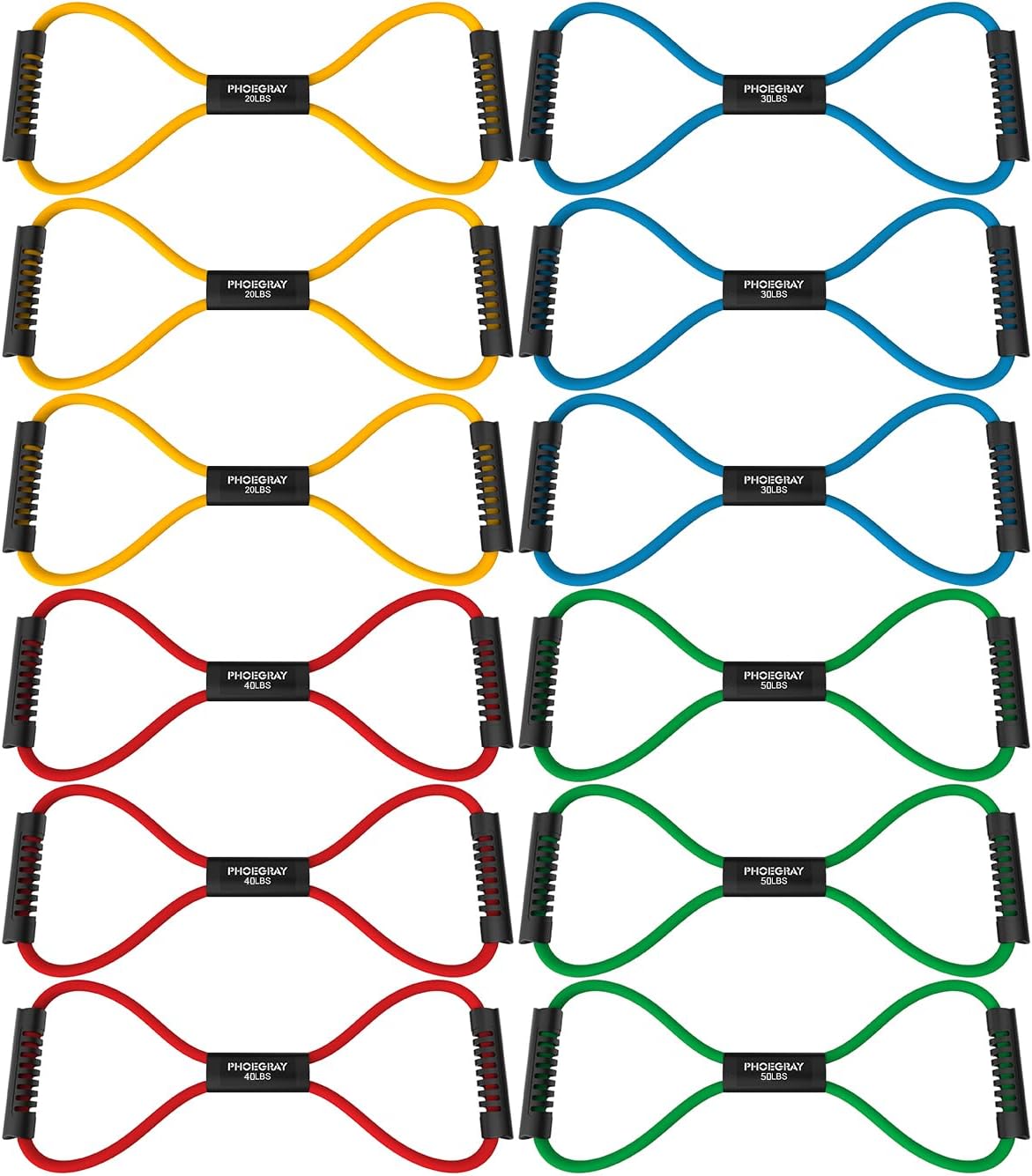 Figure 8 Resistance Bands Set - 3 Packs (4 Bands Each, 12 Total) - Ideal for Arm & Shoulder Stretching, Strength Training - for Women and Men