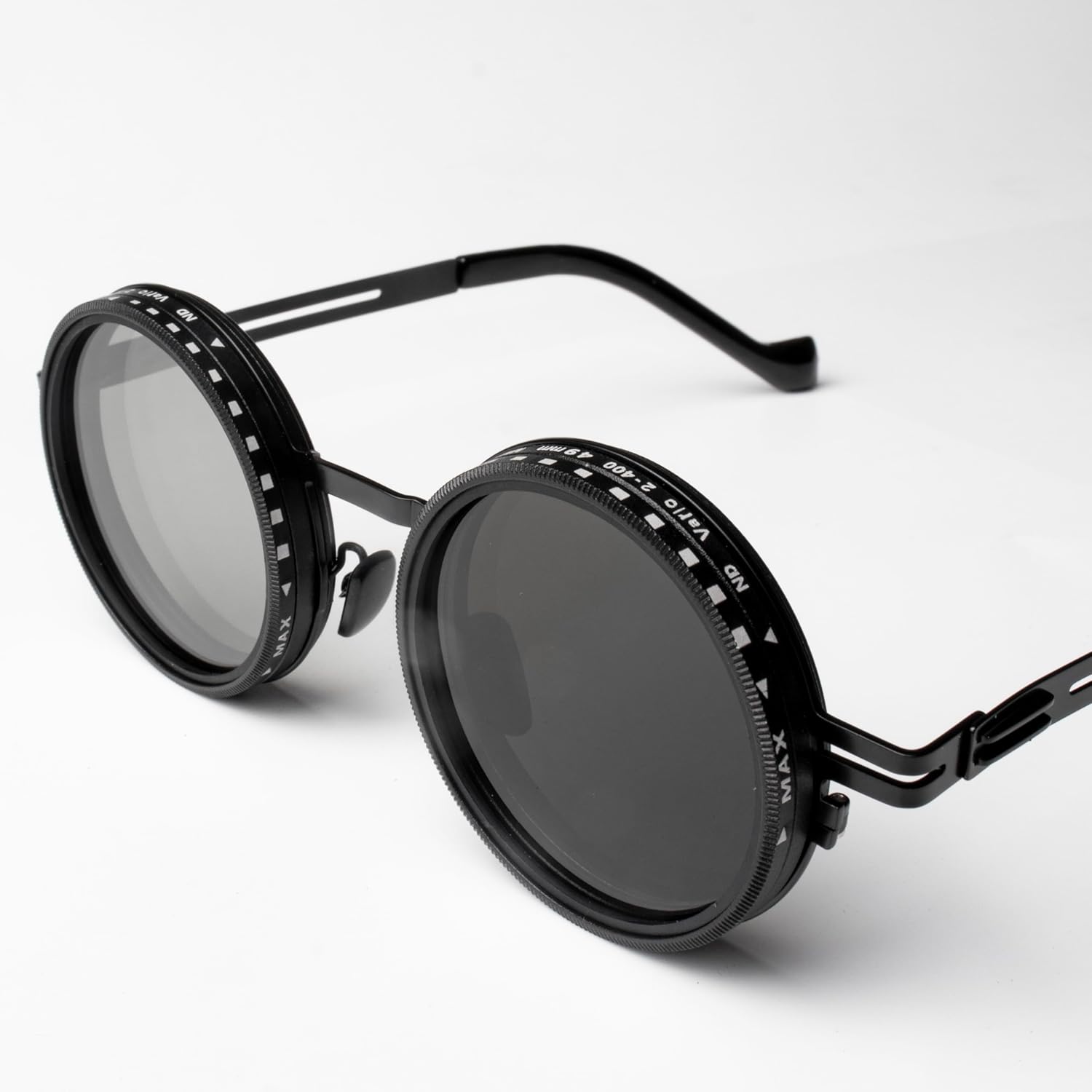 Adjustable Tint Sunglasses, 1-9 Gears Steampunk Retro Metal Round Polarized Glasses with ND Filter Lenses - Image 4