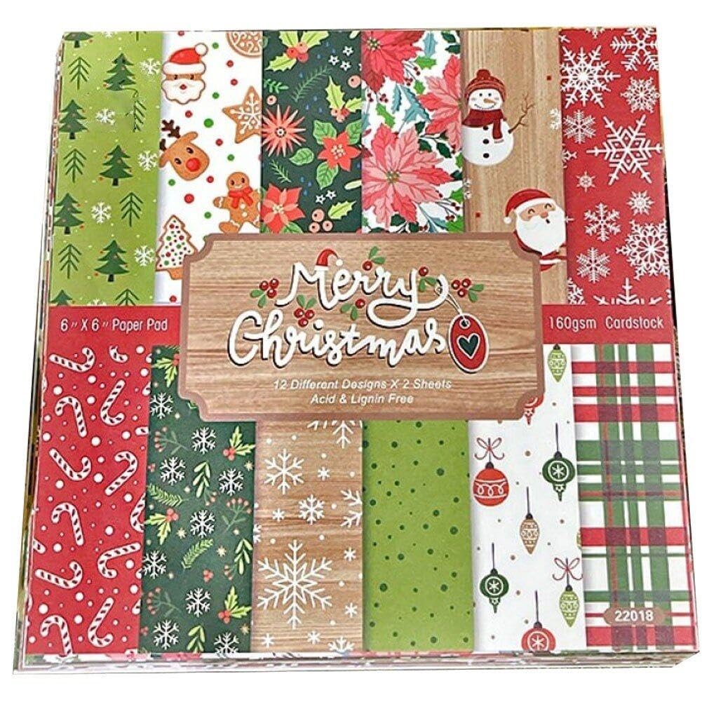 Sanfly As Shown 24 Sheets Classic Christmas Scrapbook Paper Scrapbooking Patterned Paper Pack Diy Craft Background Paper Christmas Paper Crafts