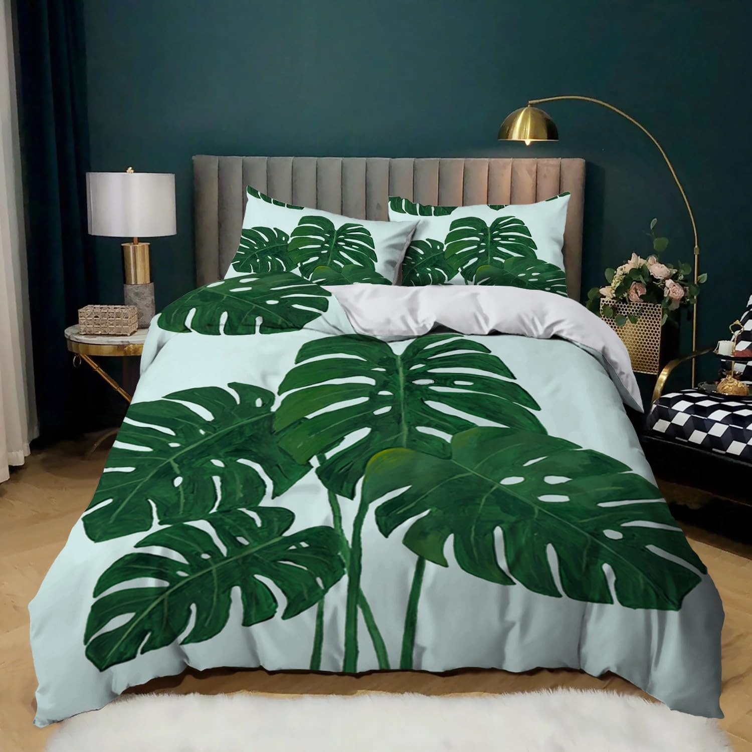 Parure de lit Monstera pour transformer la chambre d'enfant en jungle urbaine