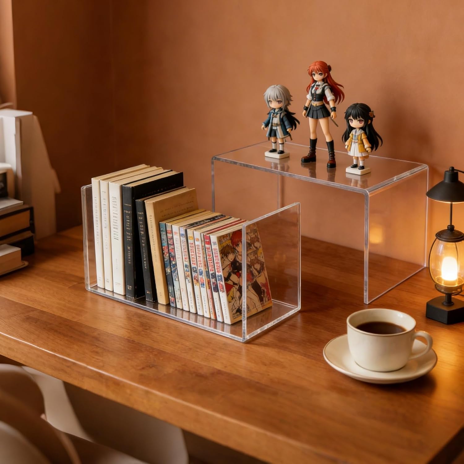 3 Pcs 13 Inch Large Acrylic Risers Display Stands 5 mm Thick Clear Jewelry Collectibles Holder Acrylic Shelf Riser Showcase for Food Figures Cupcakes Perfume Cabinet