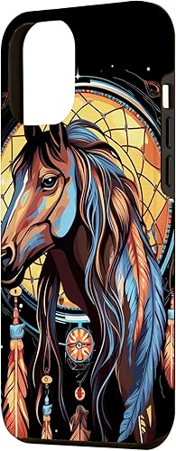 Miniatura 2 de Funda tribal para iPhone 12 Pro Max Horse Dreamcatcher nativo americano plumas