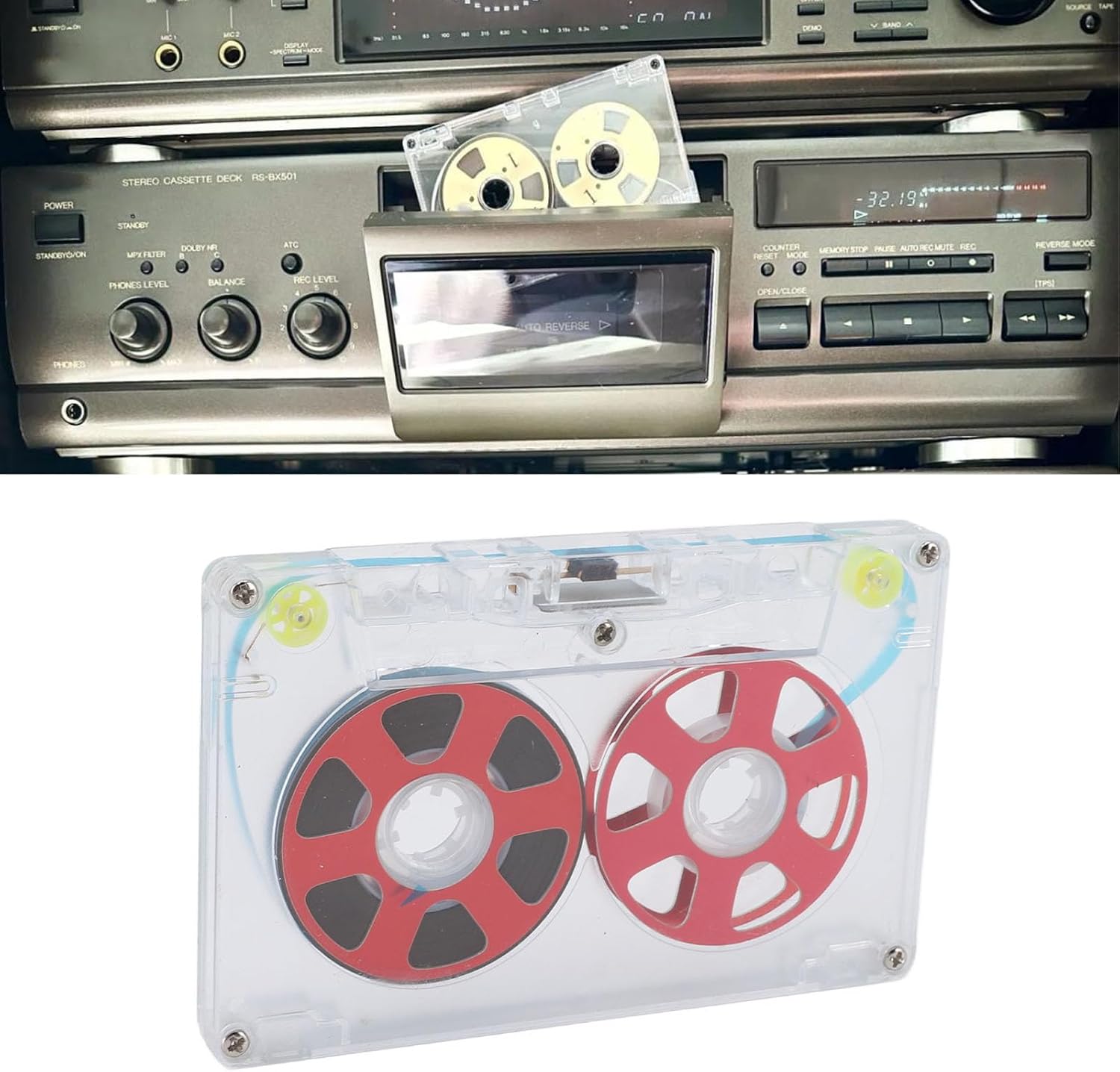 Reel to Reel Tape for Cassette Recorder: 46 Minutes Aluminum Blank Cassette for Professional Music Recording, DIY Homemade Reel to Reel Tape Empty Cassette (Red)