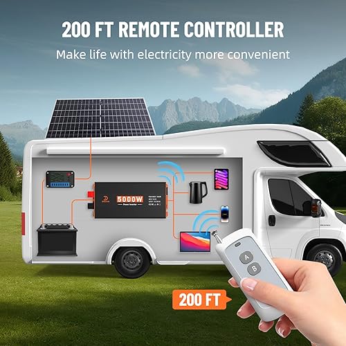 Miniatura 7 de Inversor de Potencia de 5000W Convertidor de 12V DC a 110V120V AC para RVCamiónBarcoCampingSolar Fuera de la Red Inversor de Potencia para Automóvil
