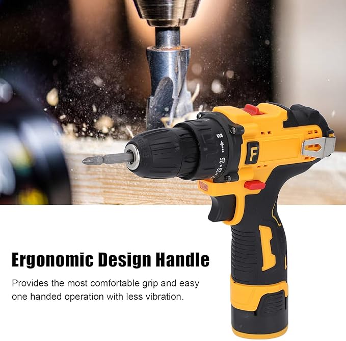 Set de Taladro Eléctrico 12V Inalámbrico con 2 Baterías 1500mAh miniatura 2