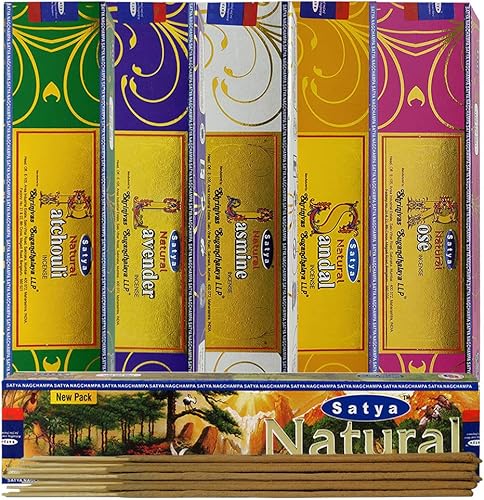 Miniatura 5 de Satya - Paquete surtido de varillas de incienso #1 y soporte para varillas de incienso con 6 fragancias de la serie natural