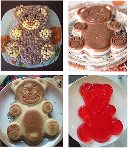 Miniatura 6 de Juego de moldes para pasteles de mousse de oso 3D, molde para hornear pasteles de aproximadamente 8.5 pulgadas, molde de silicona novedoso para