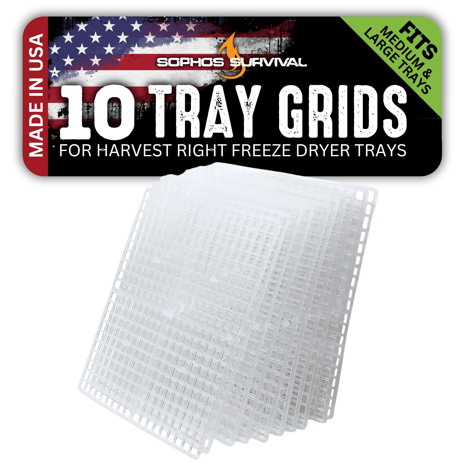 Tray Grids for Harvest Right Freeze Dryer Trays (Set of 10 grids - fits 5 Medium Trays)