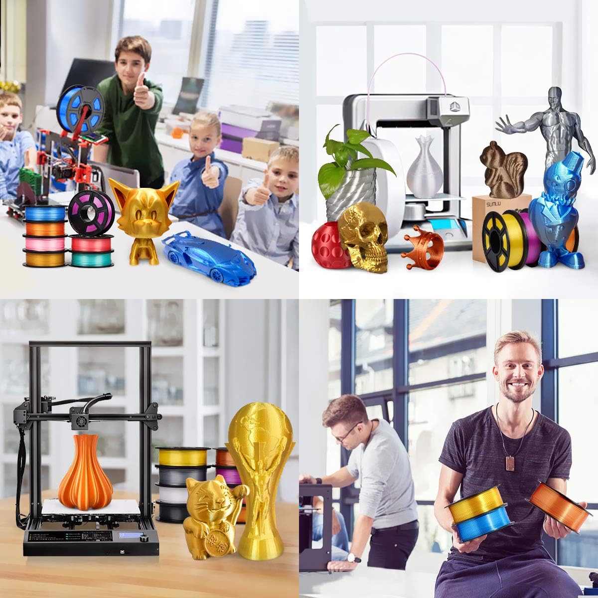 SUNLU Silk PLA Filament 1.75mm, Neatly Wound Shiny PLA 3D Printer Filament, Dimensional Accuracy +/- 0.02mm, Fit Most 3D Printers, Good Vacuum Packaging, 1kg Spool(2.2lbs), 330 Meters, Silky Gold - Image 8