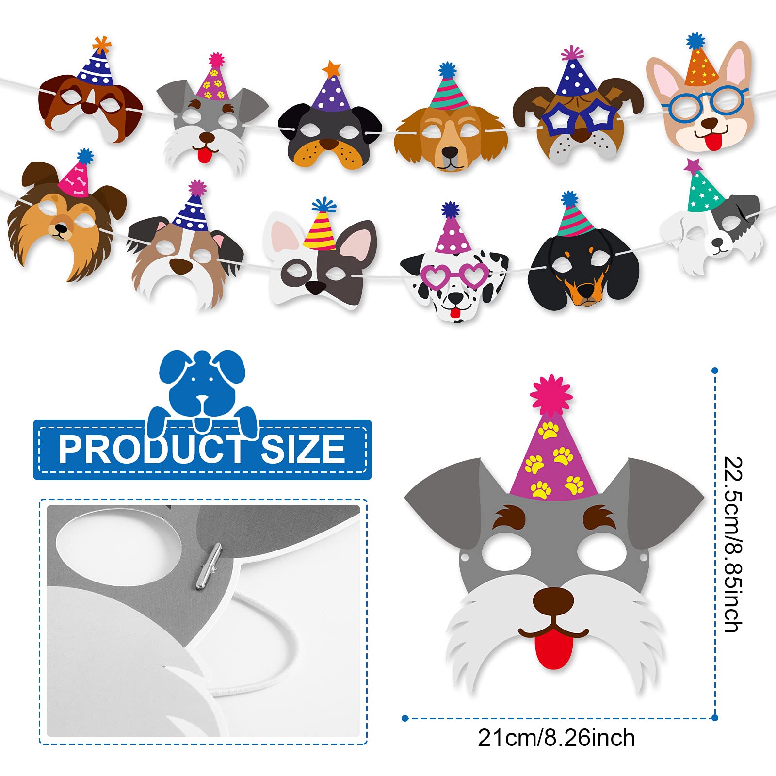 12 Pieces Dog Birthday Masks Funny Masks Dog Themed Paper Masks Dog