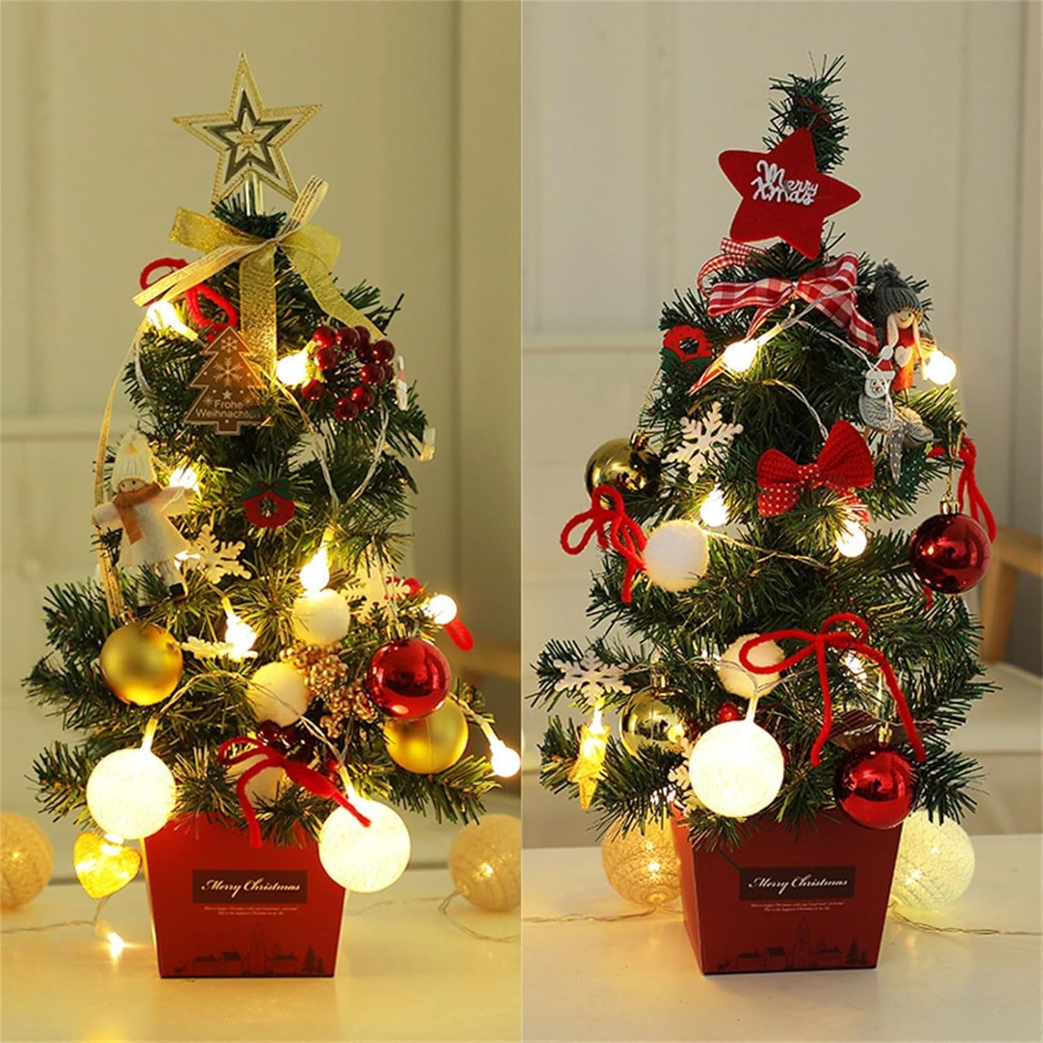 1 piccolo albero di Natale illuminato con luci, decorazione for albero di Natale da tavolo piante artificiali(Style 2)