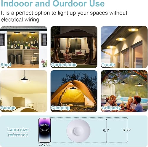 Miniatura 6 de Luces colgantes solares para exteriores IP65 impermeables, 4 cabezales de luces solares con interruptor remoto de encendidoapagado, regulables del