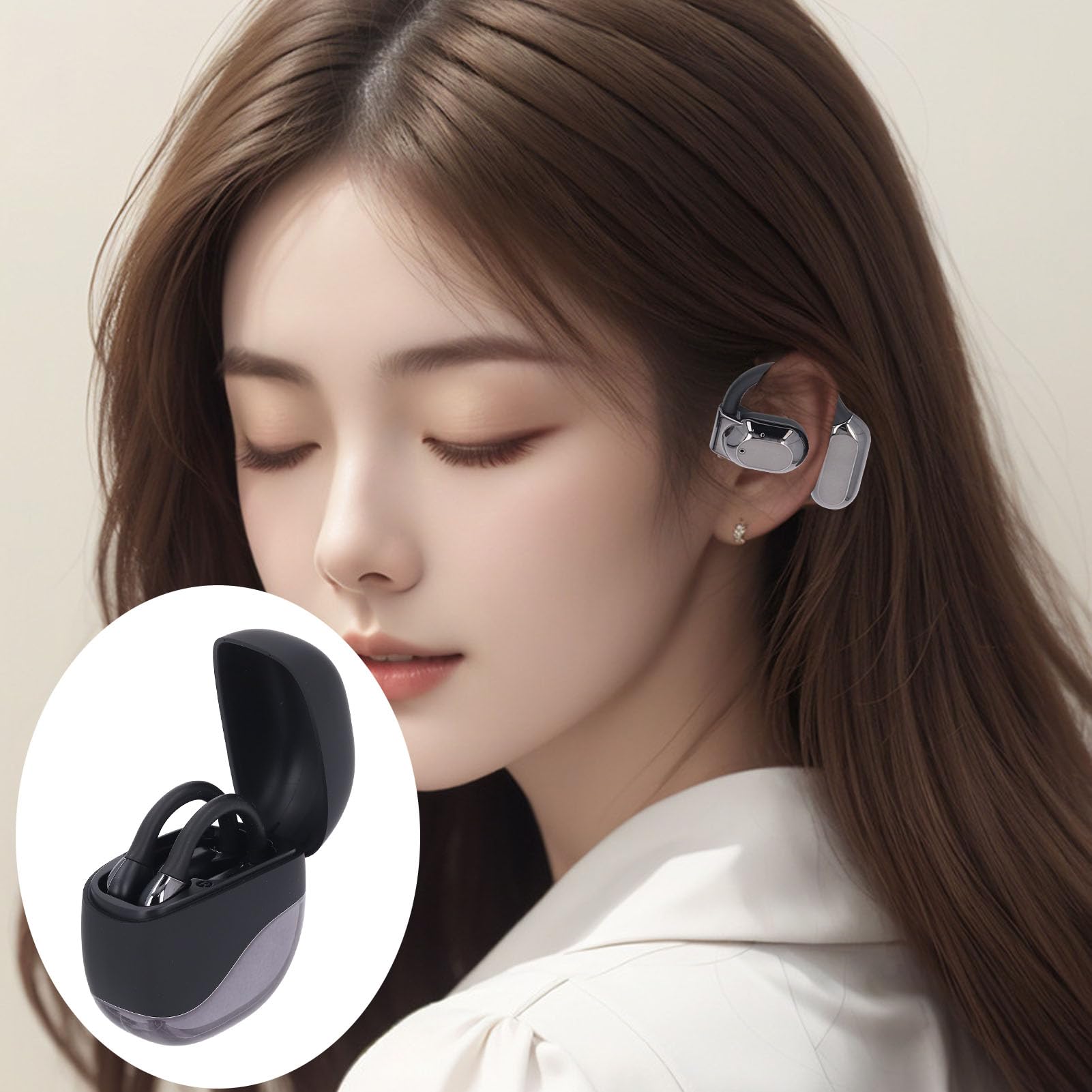 Auricolari Wireless a Conduzione Ossea Traduzione AI Tecnologia del Suono Direzionale per la Traduzione di Conferenze, Design Leggero e Compatto per Pendolari e Viaggiatori (BLACK)