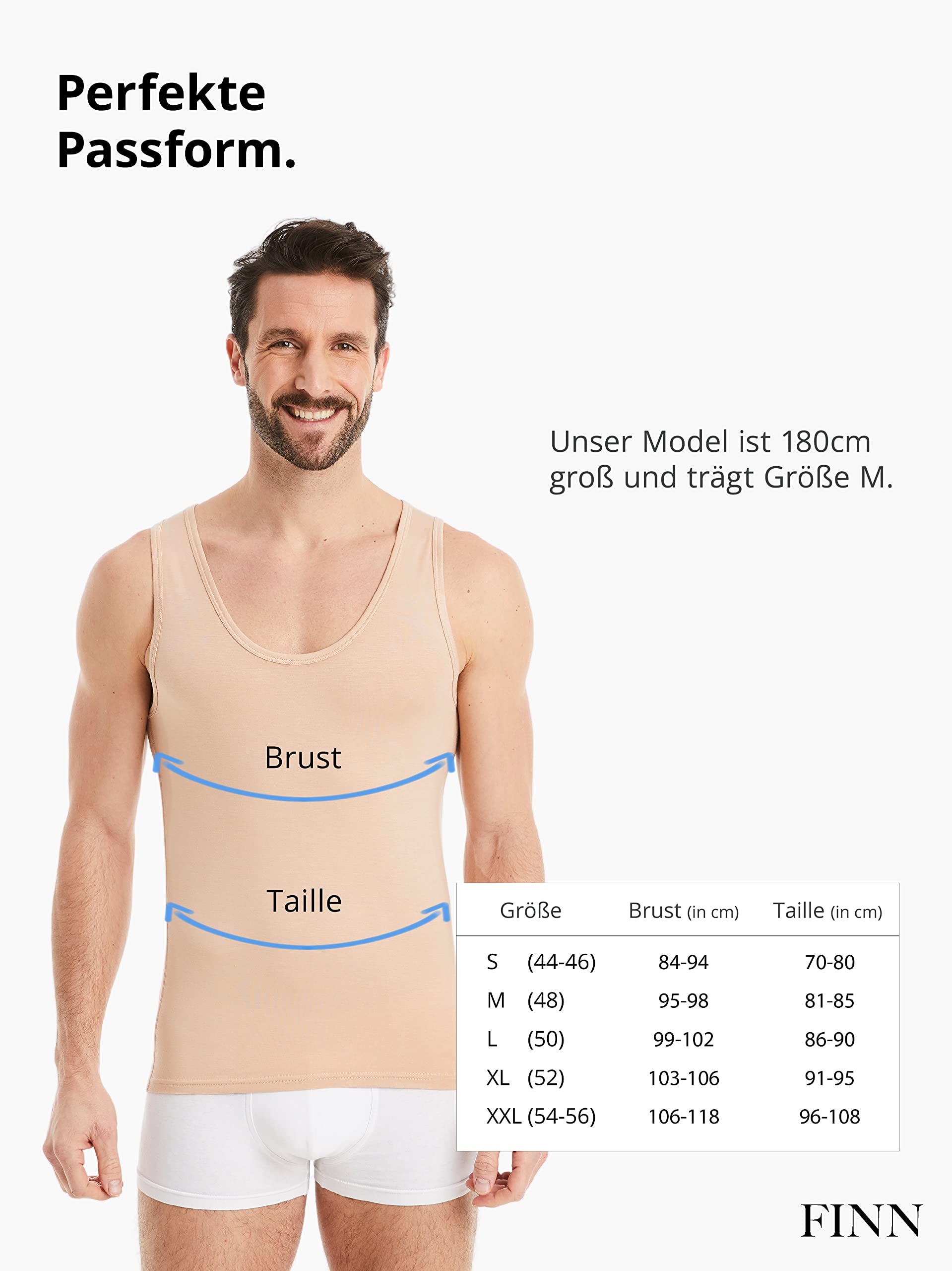 FINN Podkoszulek biznesowy męski bez rękawów Tank Top - podkoszulek męski z oryginalnego materiału Lenzing® Modal - idealna koszulka pod pachami pod koszulą i garniturem