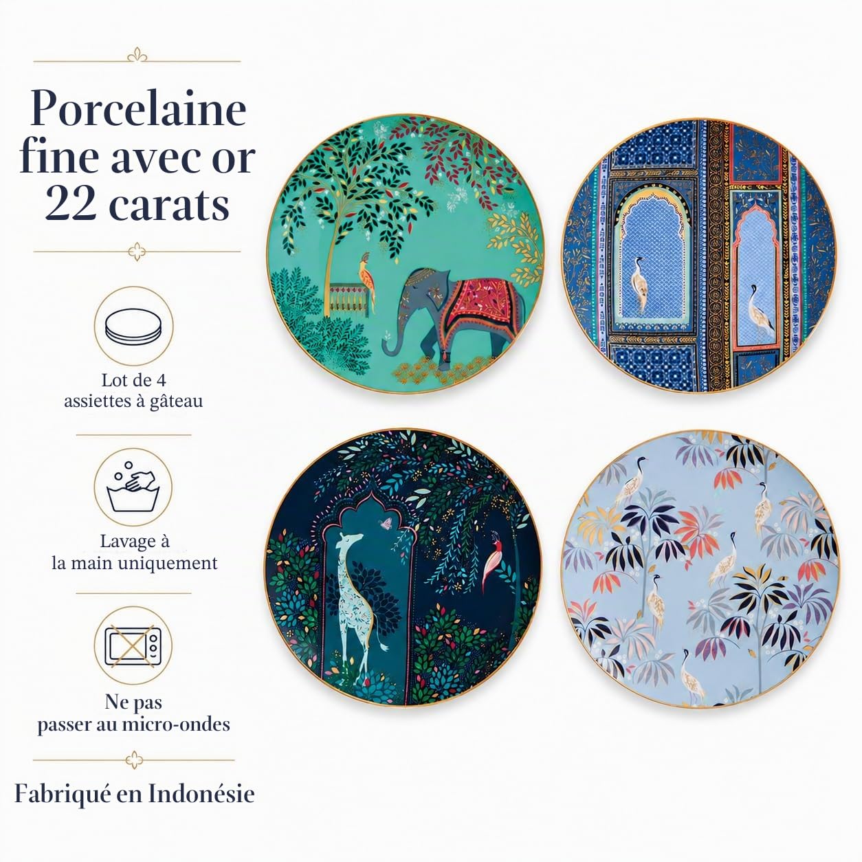 Portmeirion Home & Gifts Sara Miller SMI78964-XG Lot de 4 assiettes à gâteau Multicolore