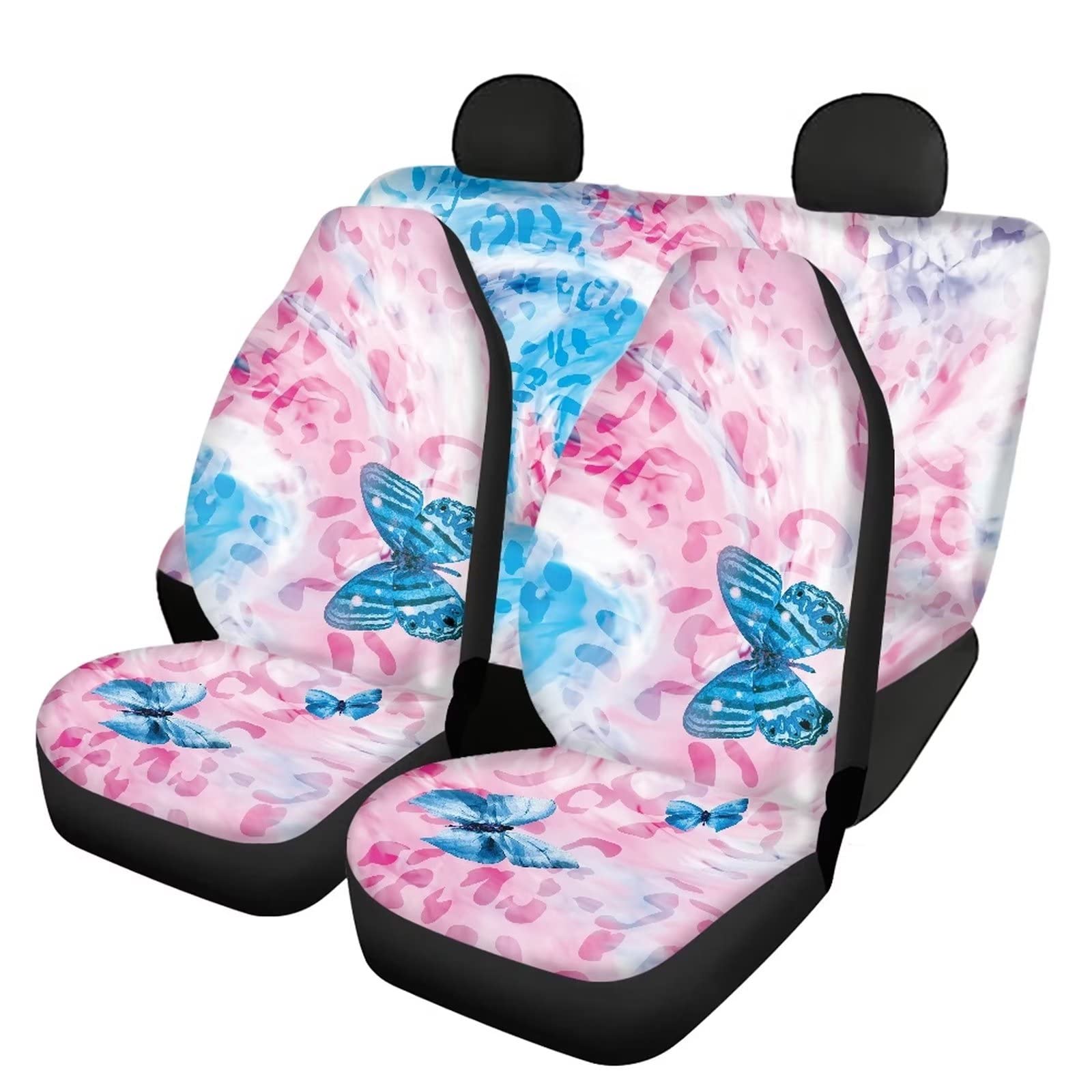 Modysero Butterfly Patterns Automotive Seat Cover Full Set Custom Breathable Elastic Car Seat Cover for Women Soft Comfortable Vehicle Seat Protector Universal Fit Most Cars SUV Trucks
