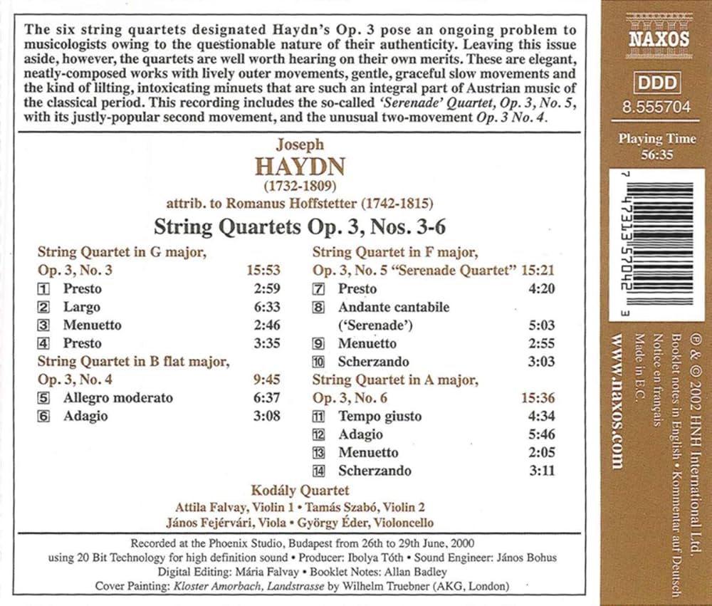Joseph Haydn, Kodaly Quartet - Haydn: String Quartets Op. 3