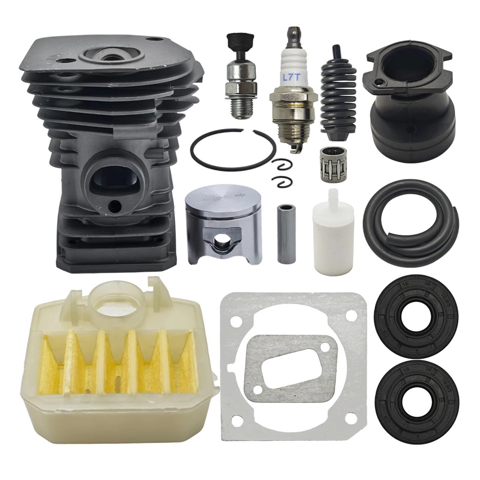 Accessori per tosaerba Kit filtro aria pistone cilindro 42mm for motosega 340 345 350 503870276 537024002w Tubo di aspirazione paraolio AV Molla tampone